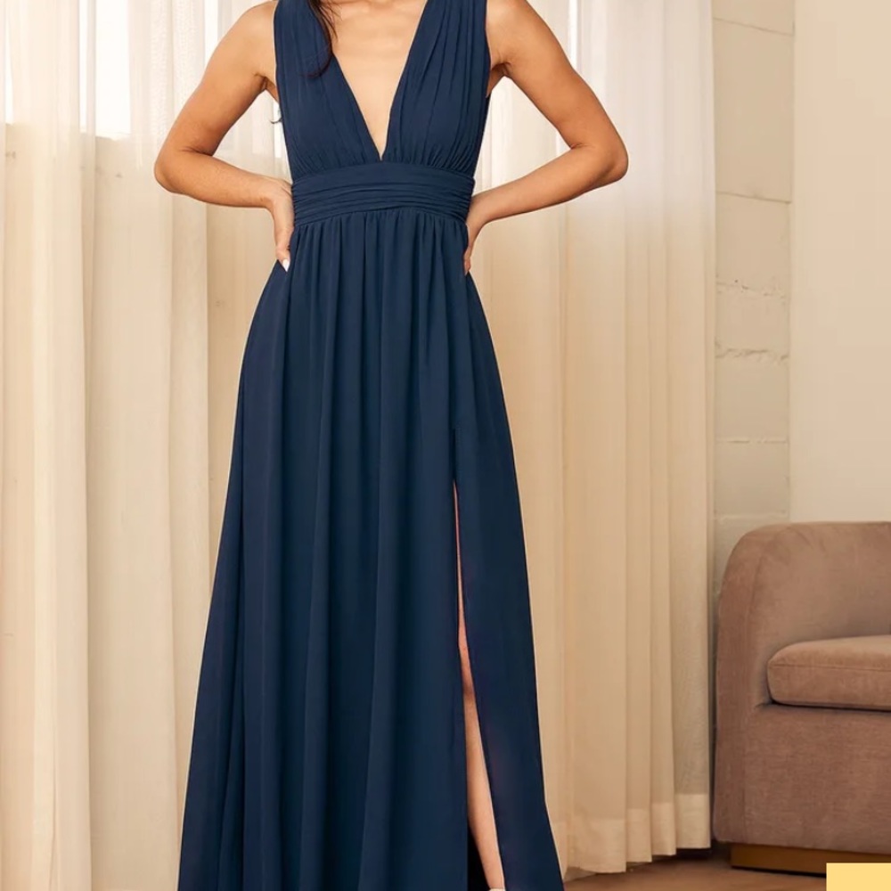 Lulus Heavenly Hues Maxi Dress in Navy Blue, Size Small